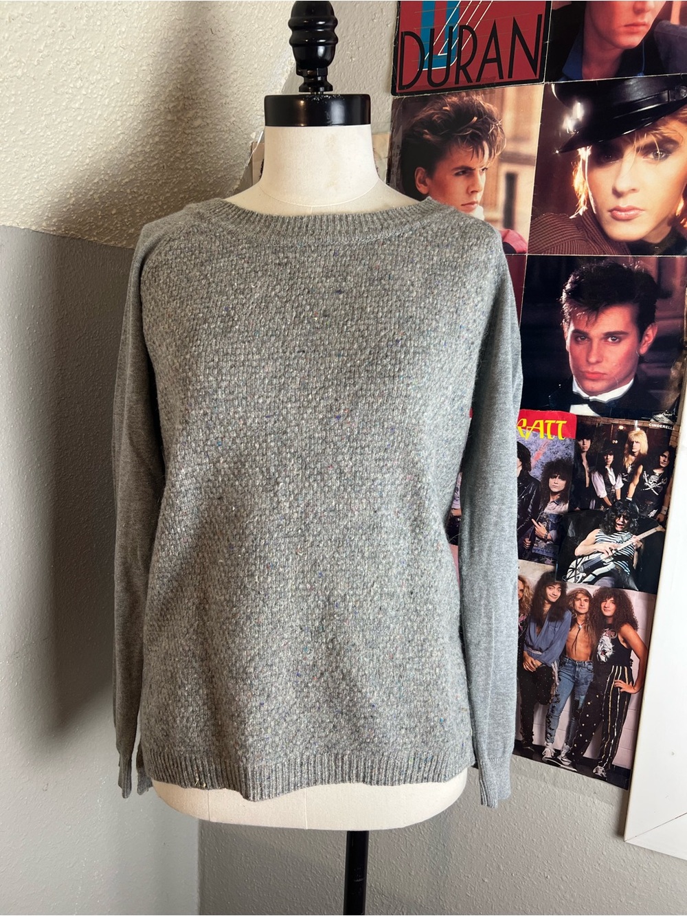 French Connection Men's Light Grey Speckled Crewneck Sweater